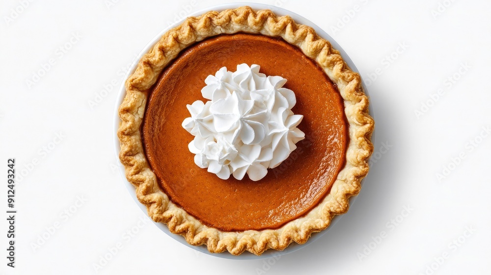 Delicious Slice of Pumpkin Pie With Whipped Cream on Top Delicious Slice of Pumpkin Pie With Whipped Cream on Top