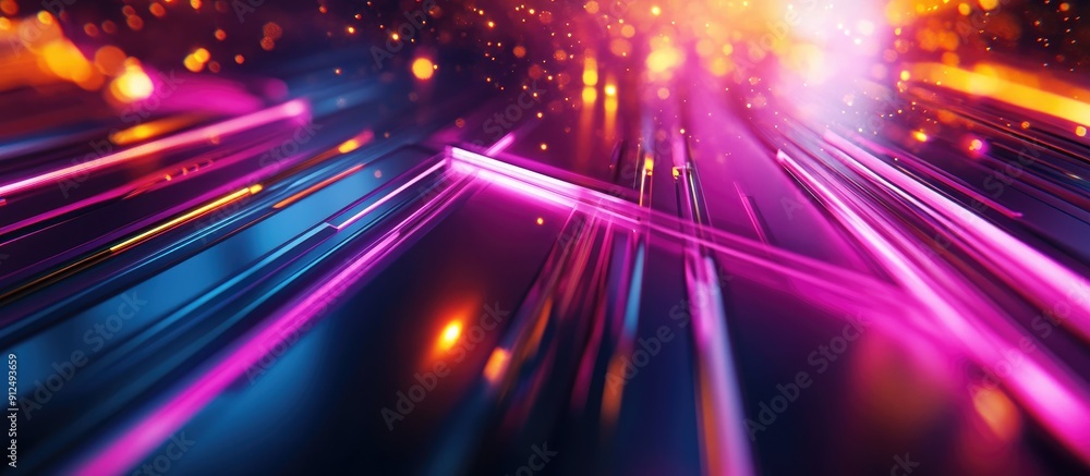 Futuristic Abstract Background with Neon Lines