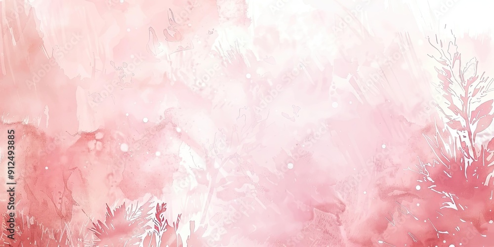 Fototapeta premium Abstract pink watercolor background with white dots.