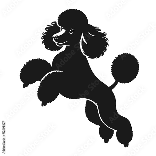 Clean black and white vector silhouette of a dog isolated on white background