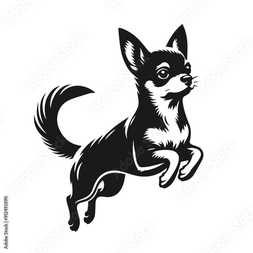 Clean black and white vector silhouette of a dog isolated on white background