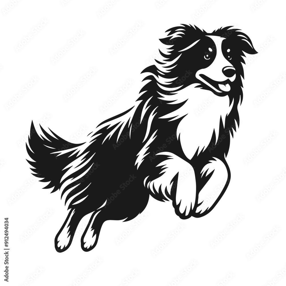 Clean black and white vector silhouette of a dog isolated on white background Clean black and white vector silhouette of a dog isolated on white background