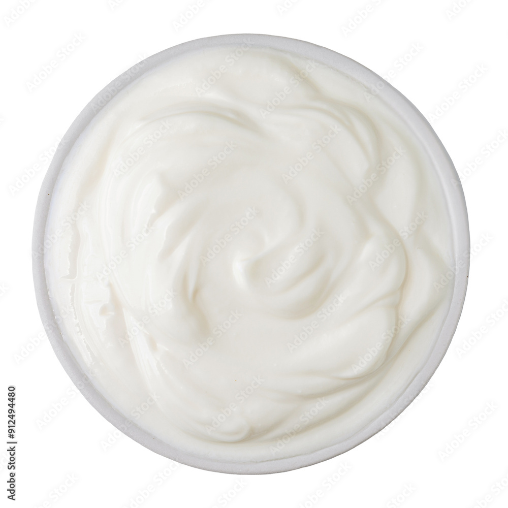 Sour Cream in a bowl isolated. Mayonnaise, Yogurt or greek yogurt on white background Sour Cream in a bowl isolated. Mayonnaise, Yogurt or greek yogurt on white background