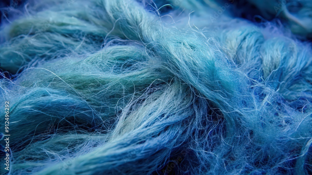 Obraz premium Abstract Close-Up of Blue and Green Fibers