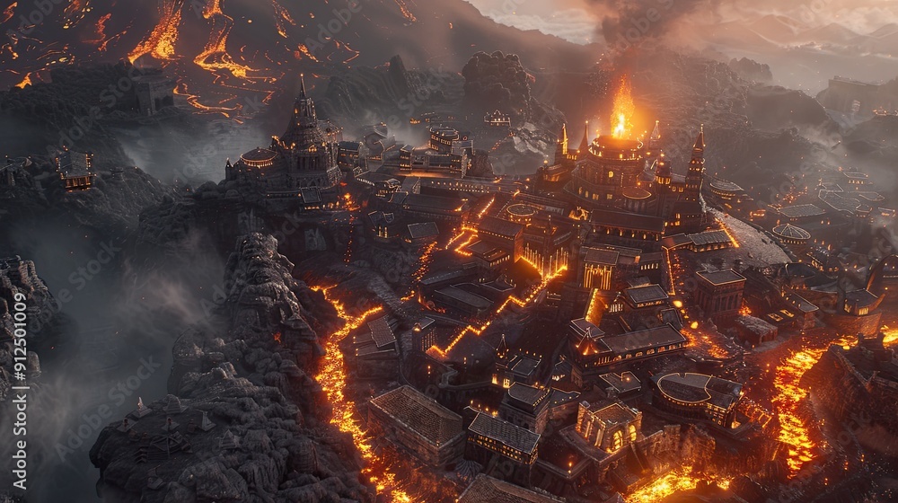 Perched On The Edge Of The Mighty Volcano Mount Ignis The City Of