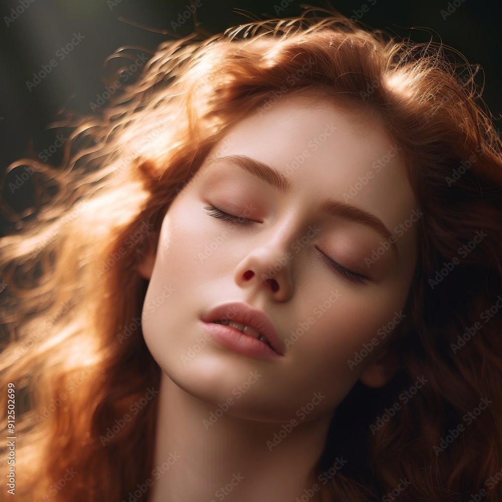 Close up of womans face with eyes shut Close up of womans face with eyes shut