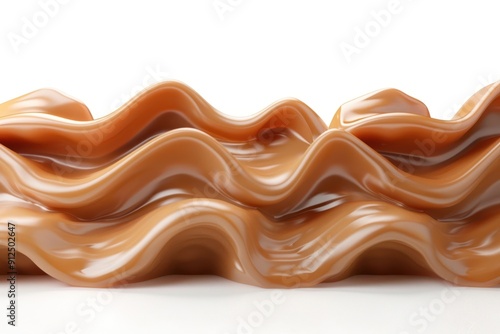 Wavy Caramel Sauce Against White Background photo