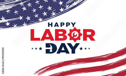 Happy Labor Day background, banner, card, poster, 
sale, vector, illustration, red & white stars and stripes 
for social media, cover, header, post, web, ads, 
email, flyer, website, USA
