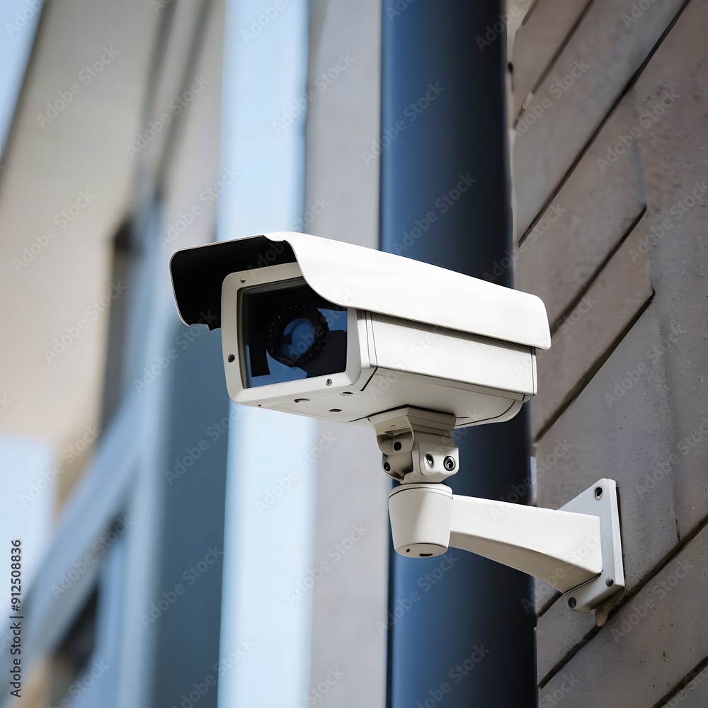 Security camera on public place in outdoors, CCTV camera on wall Security camera on public place in outdoors, CCTV camera on wall