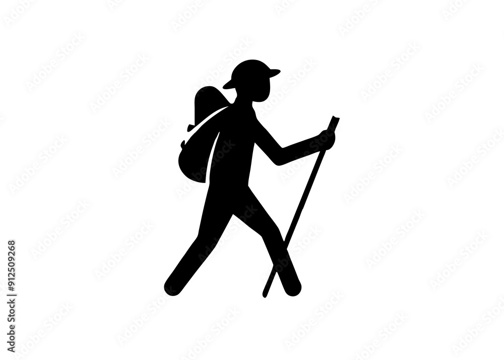Vector Art: Hiker Silhouette with Backpack Vector Art: Hiker Silhouette with Backpack