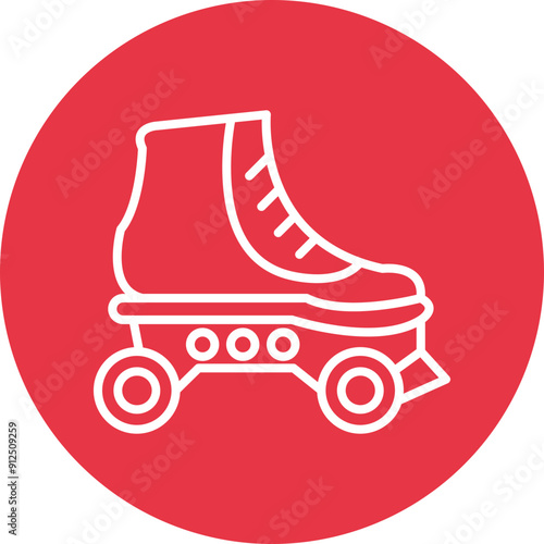 Rollerskate line circle icon