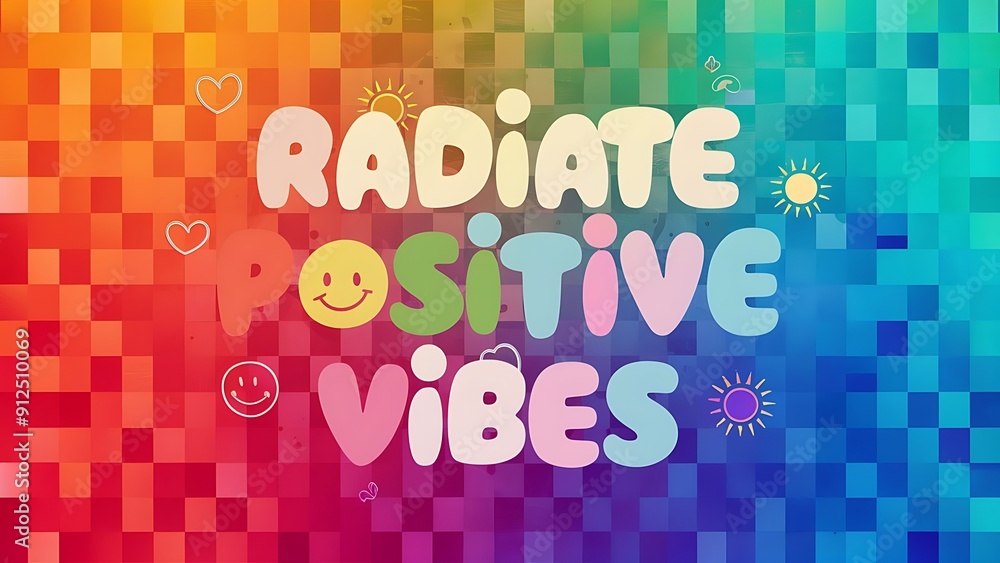 Radiate Positive Vibes colorful background and text (T-shirt Design Motivational Quote, Illustration ,Typography) Radiate Positive Vibes colorful background and text (T-shirt Design Motivational Quote, Illustration ,Typography)