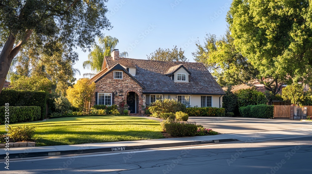 Charming residential home surrounded by lush greenery, displaying beautiful architecture in a serene neighborhood setting. Charming residential home surrounded by lush greenery, displaying beautiful architecture in a serene neighborhood setting.