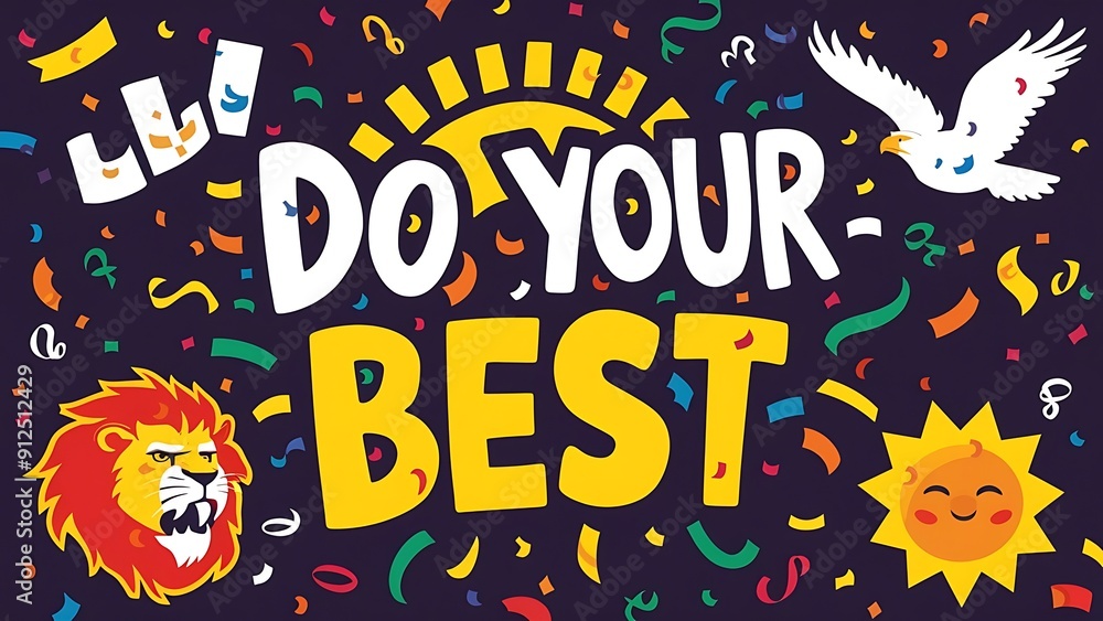 Fototapeta premium Do Your Best colorful background and text (T-shirt Design Motivational Quote, Illustration ,Typography)