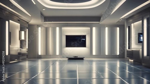 Professional and Futuristic Lighting in Modern Room for Business Interview Call