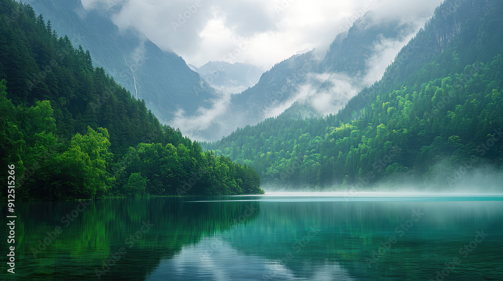 Crystal clear lakes and waterfalls of the valley, surrounded by lush forests and mountains. Generative AI Crystal clear lakes and waterfalls of the valley, surrounded by lush forests and mountains. Generative AI