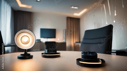 Modern Lighting Creates Professional and Futuristic Atmosphere for Interview Call