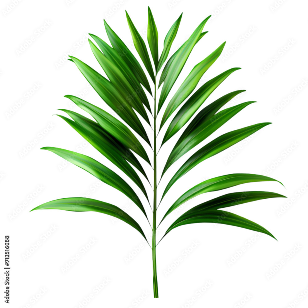 Fototapeta premium Vibrant green palm leaf illustration isolated on black background perfect for tropical designs websites and branding