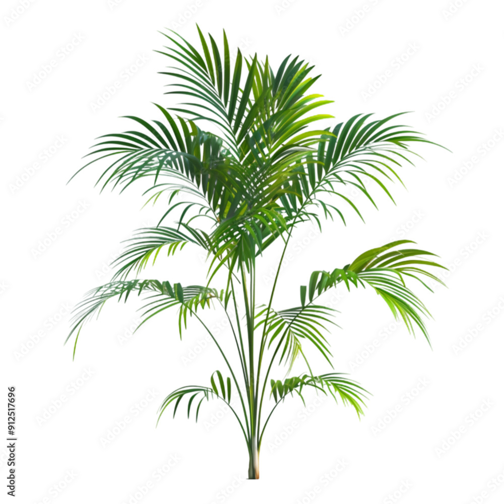Isolated high-resolution image of a lush tropical palm tree perfect for adding realistic vegetation to 3D scenes. Isolated high-resolution image of a lush tropical palm tree perfect for adding realistic vegetation to 3D scenes.