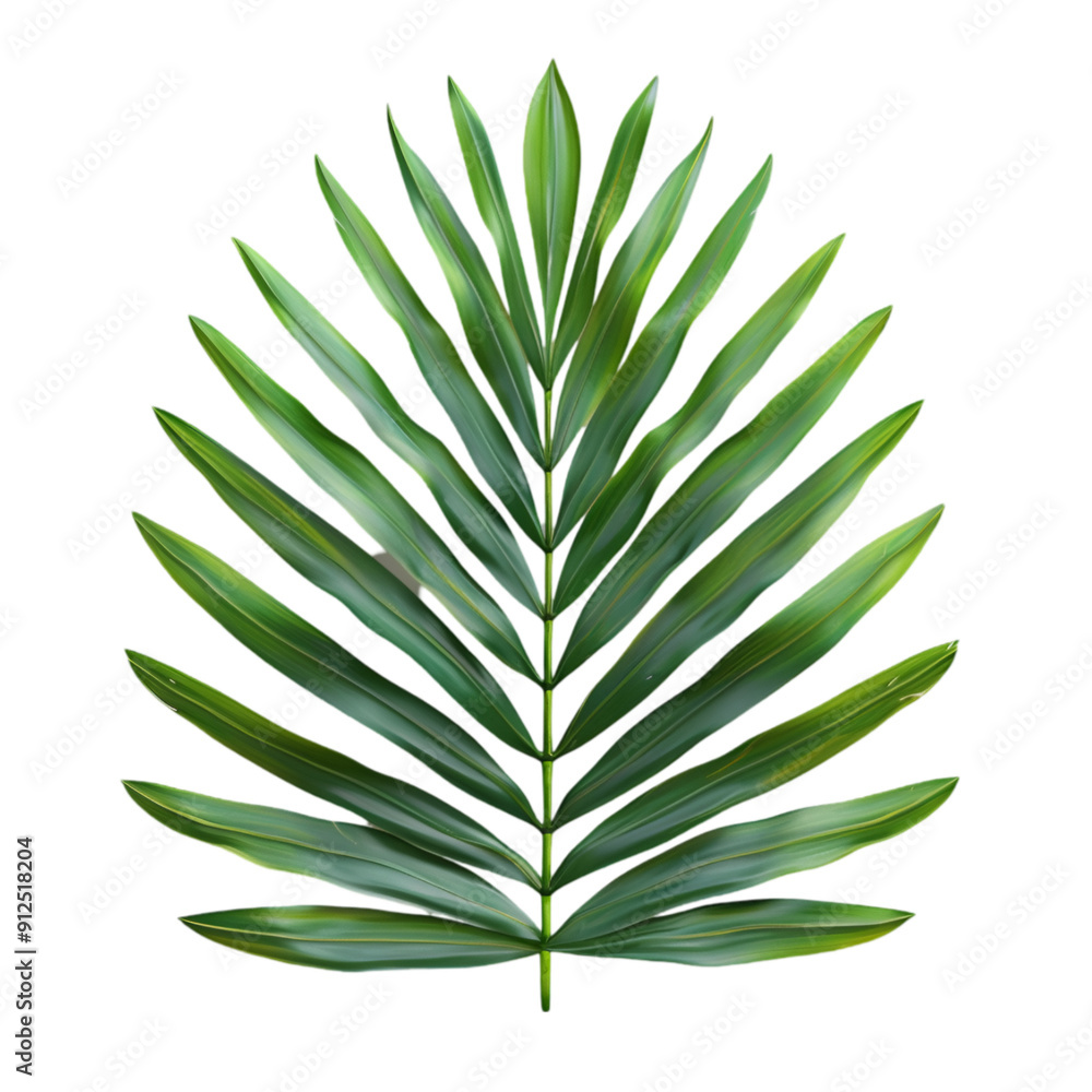 Single palm leaf isolated on black background perfect for tropical designs and summer themes. Single palm leaf isolated on black background perfect for tropical designs and summer themes.