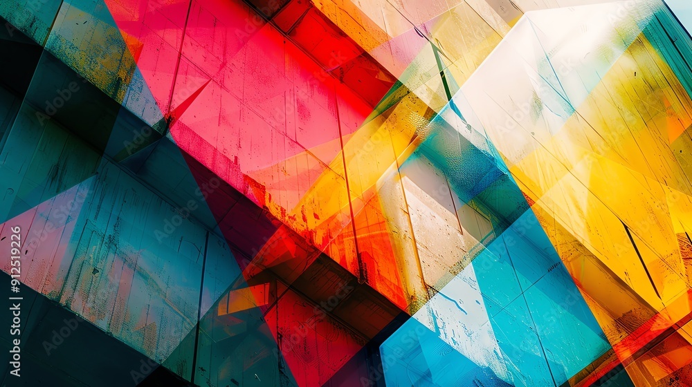 Fototapeta premium Vibrant art piece showcasing abstract colors and geometric shapes, perfect for creative projects and modern design themes.