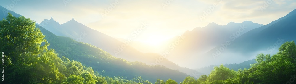 Obraz premium A stunning panorama showcasing a fantastical realm filled with soaring castles and magical forests