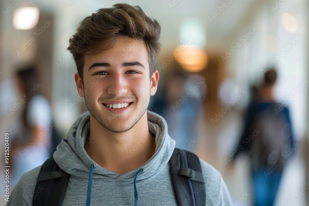 Fototapeta premium Smiling portrait of a young male Caucasian student
