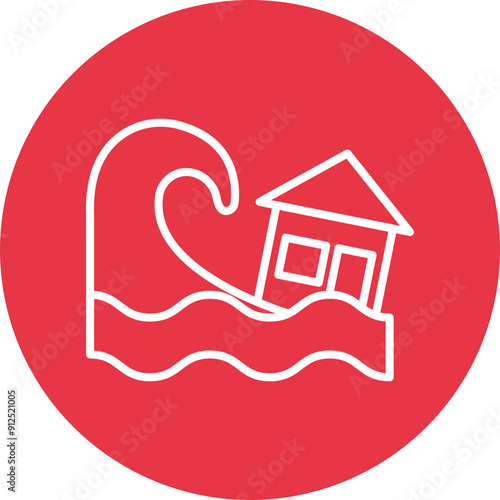 Tsunami line circle icon