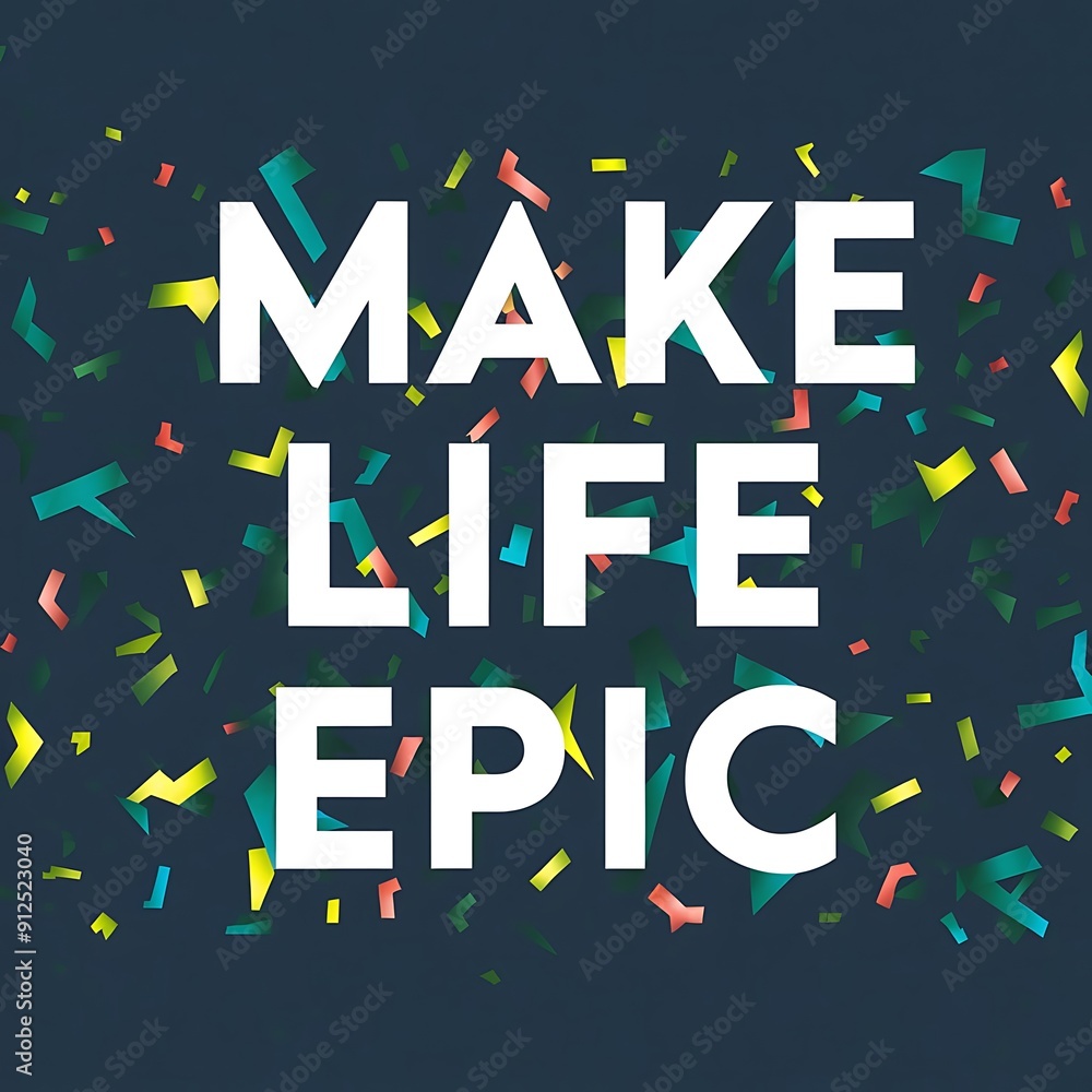 Make Life Epic colorful background and text (T-shirt Design Motivational Quote, Illustration ,Typography)