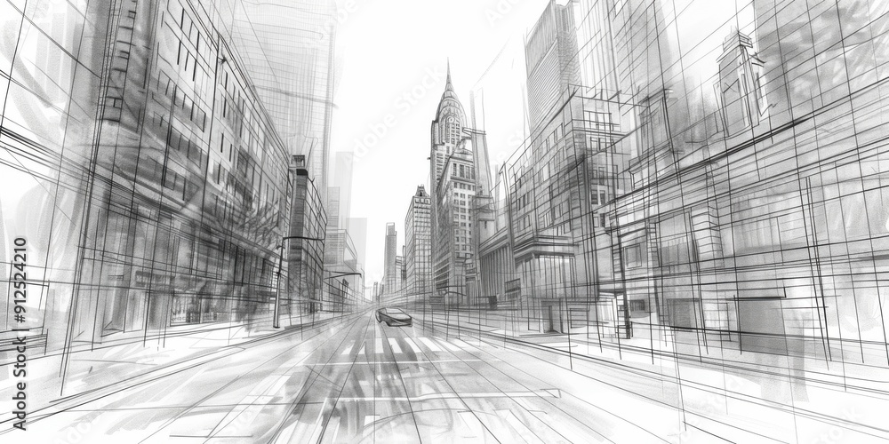 Fototapeta premium Draw sketch architecture