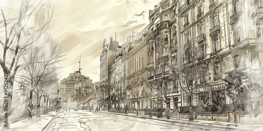 Fototapeta premium Draw sketch architecture