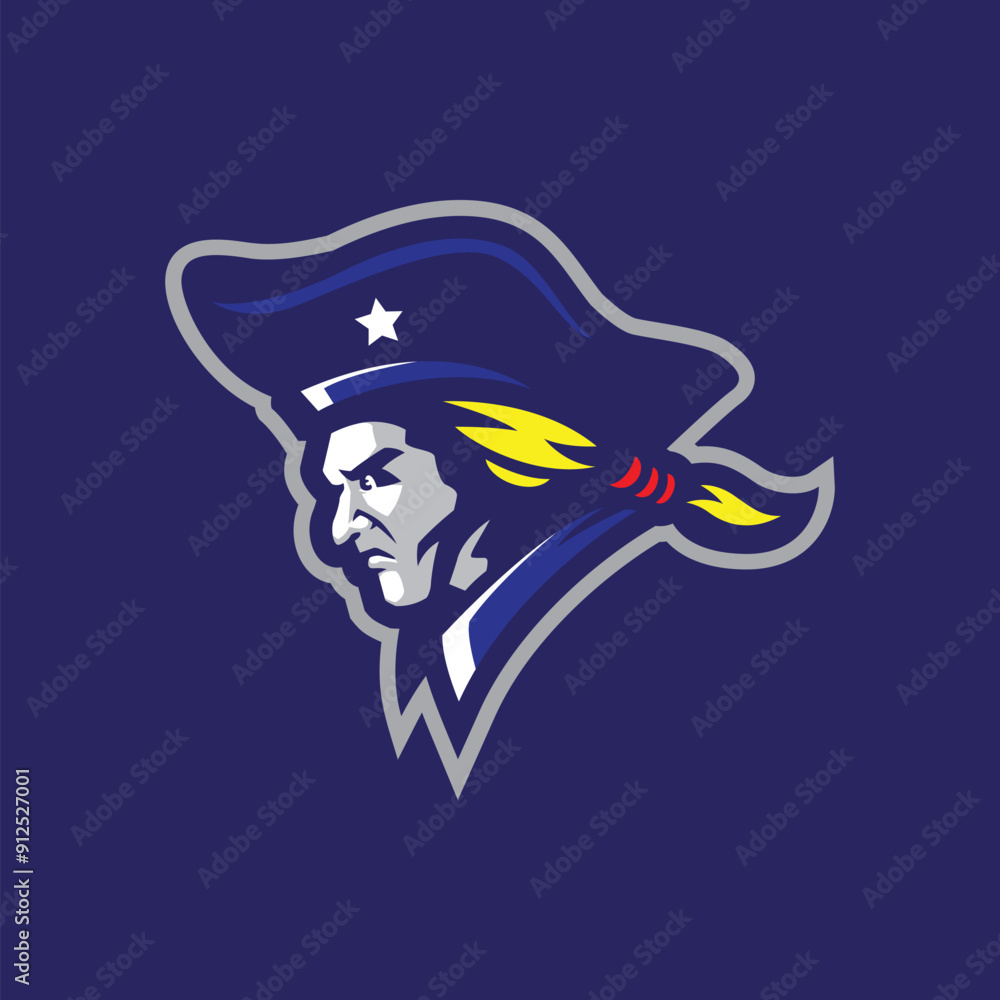 Fototapeta premium Patriot mascot logo design with modern illustration concept style for badge, emblem and t shirt printing. Patriot head illustration.