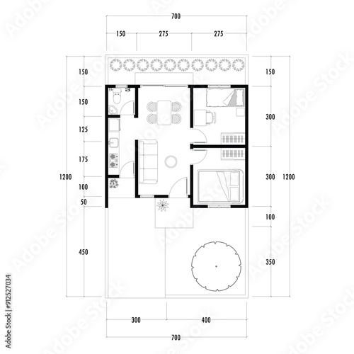 Floor plan blueprint, Figure of the jotting sketch of the construction and the industrial skeleton of the structure and dimensions. vector eps 10.
