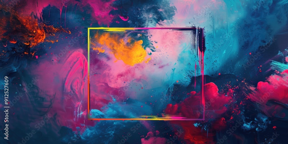 Obraz premium Abstract colorful paint with a frame.