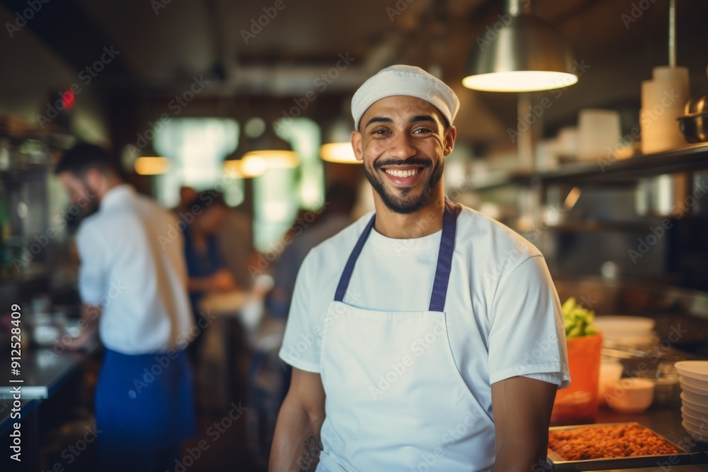 Portrait of a smiling American chef in the kitchen Portrait of a smiling American chef in the kitchen