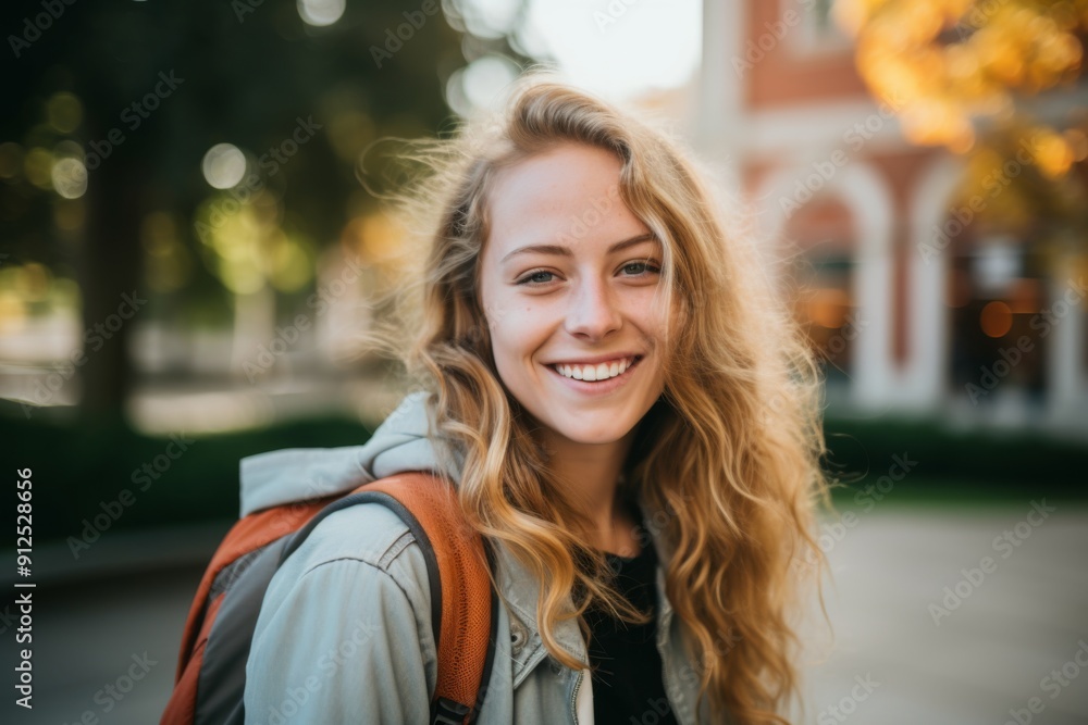 Portrait of a smiling American female student on college campus Portrait of a smiling American female student on college campus