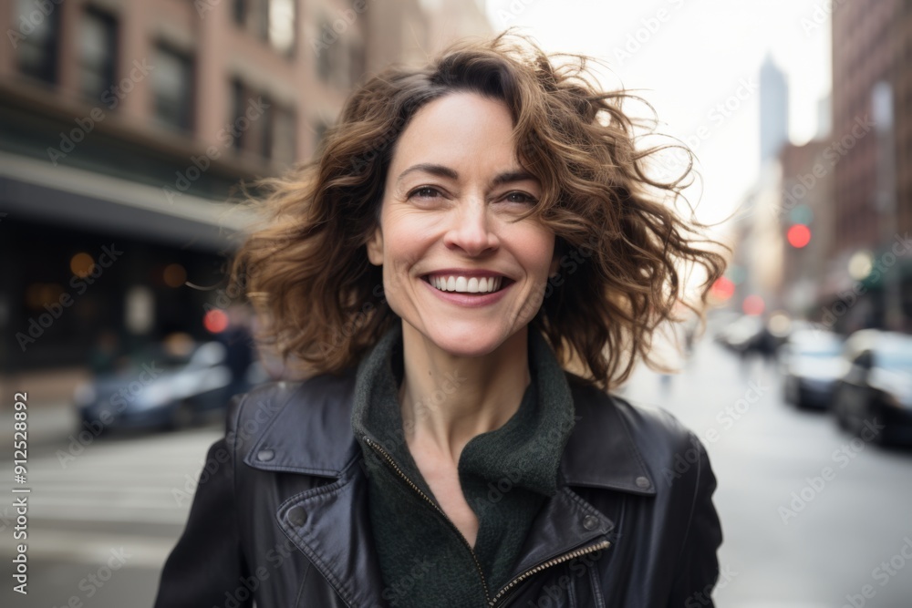 Portrait of a smiling middle aged American woman in the city Portrait of a smiling middle aged American woman in the city