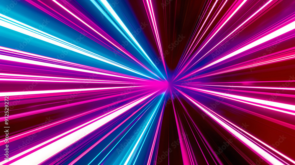 Abstract Neon Lines Converging to a Central Point