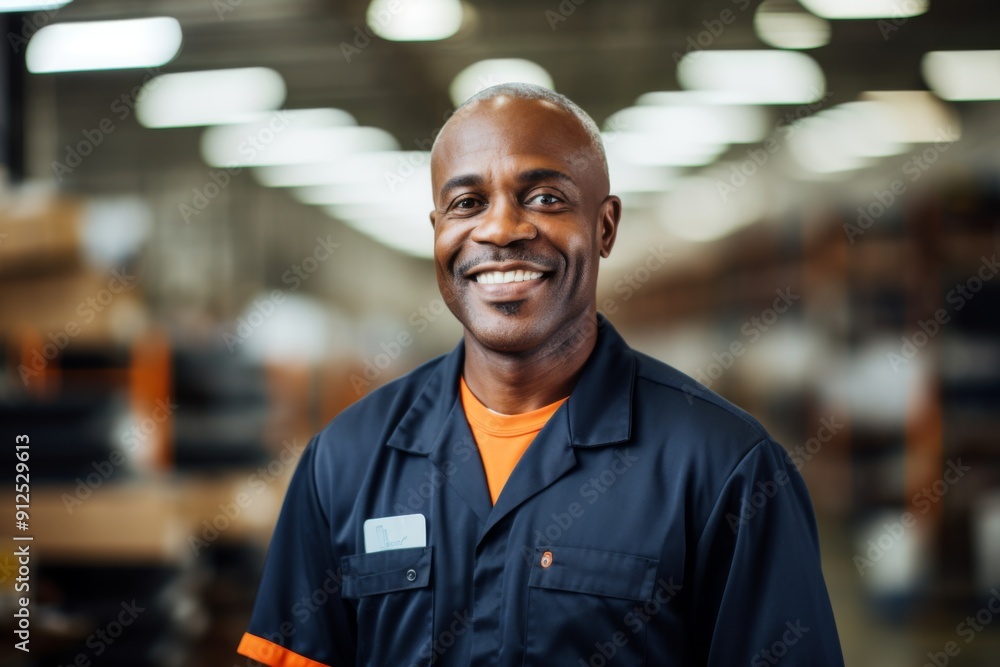 Portrait of a smiling middle aged African American male car mechanic Portrait of a smiling middle aged African American male car mechanic