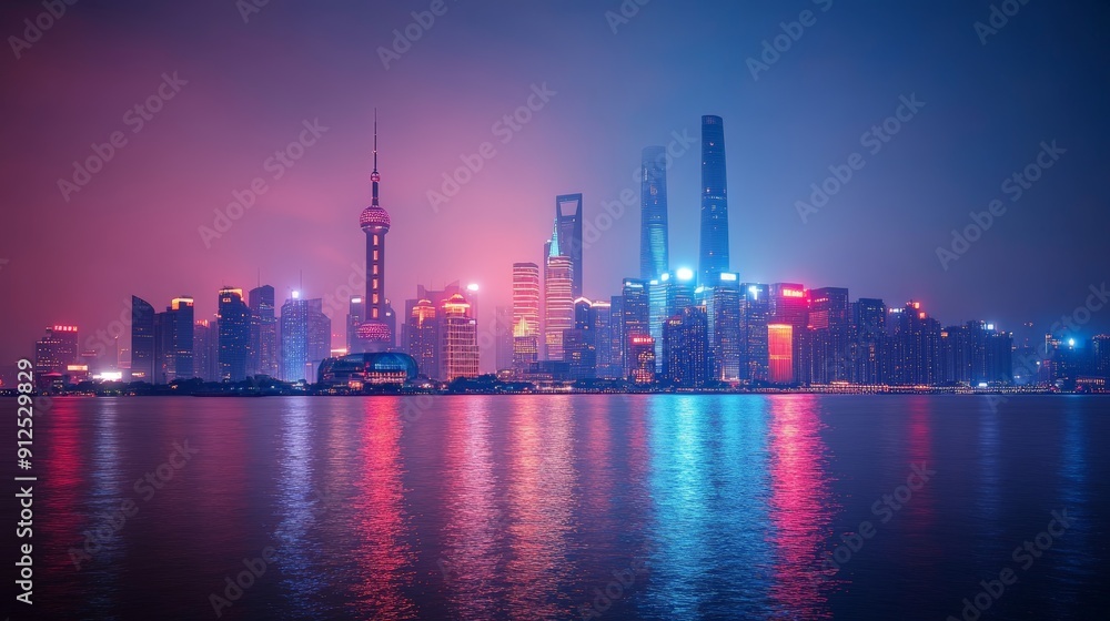 Fototapeta premium Vibrant Cityscape at Night