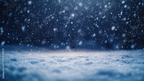 Enchanting Winter Night: Snowfall and Serene Landscape
