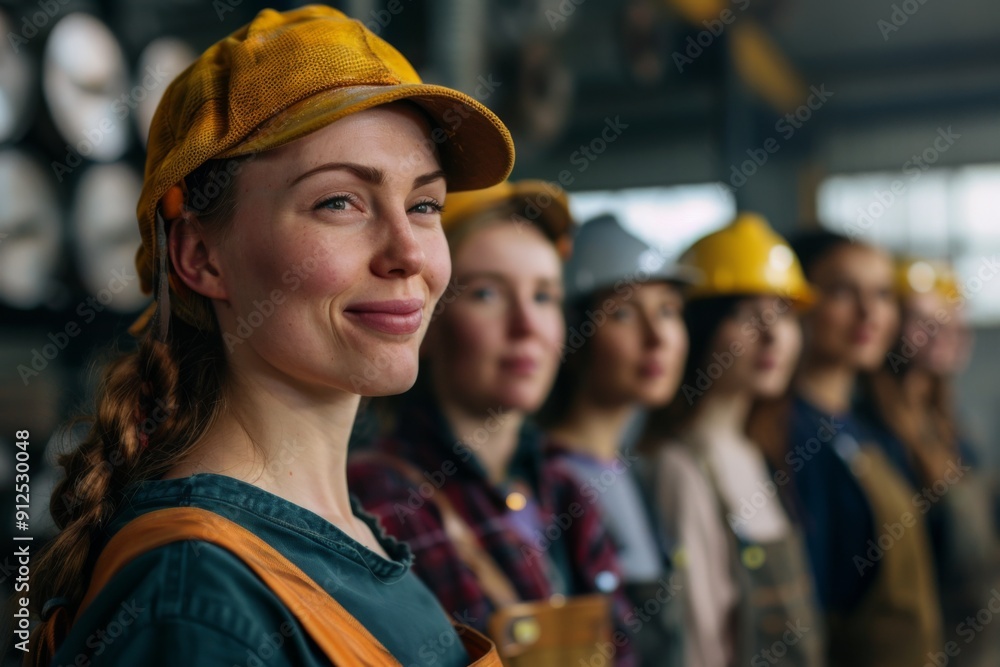 Portrait of a smiling group of diverse female workers in factory Portrait of a smiling group of diverse female workers in factory