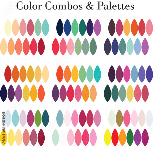 2024 color trends. Color palette in vibrant, bold,  Colour theme collections. Color inspiration or colour chart Color combination Colors for graphic design.