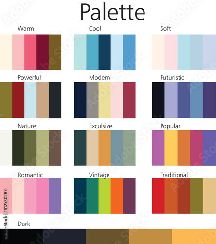 2024 color trends. Color palette in vibrant, bold,  Colour theme collections. Color inspiration or colour chart Color combination Colors for graphic design.