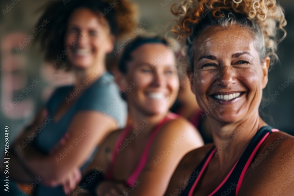Portrait of a smiling group of body positive middle aged women Portrait of a smiling group of body positive middle aged women