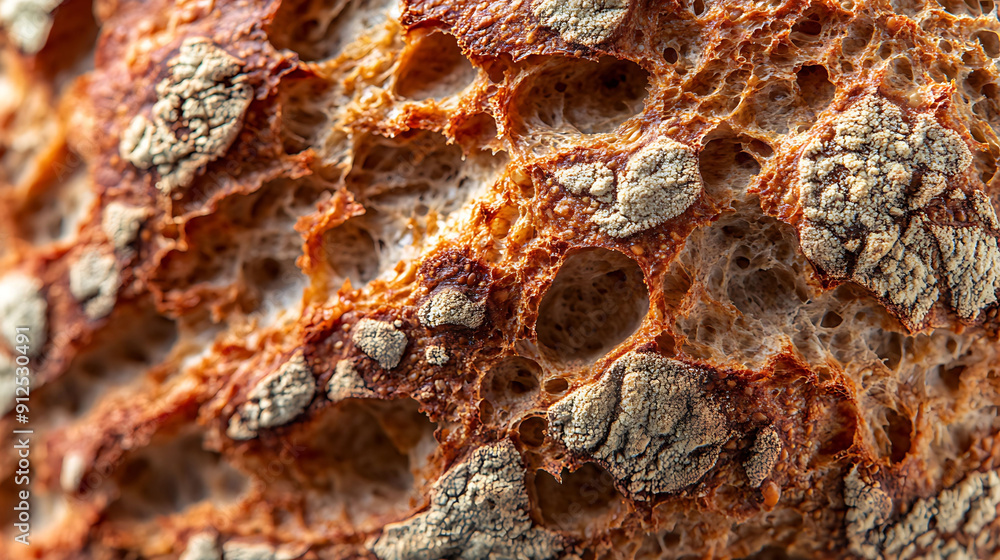 Close-up of a Crusty Bread Loaf with Air Pockets