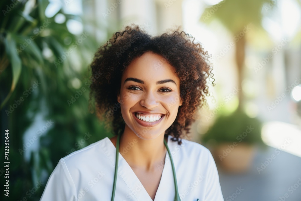 Portrait of a smiling female African American medical nurse Portrait of a smiling female African American medical nurse