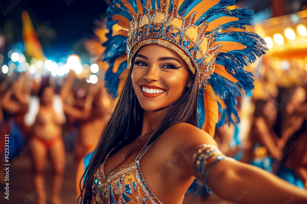 A joyful woman dances exuberantly at a vibrant outdoor festival. Generative AI. A joyful woman dances exuberantly at a vibrant outdoor festival. Generative AI.