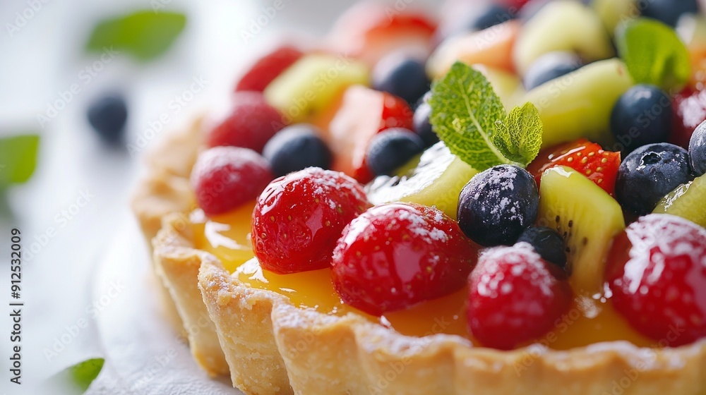 Fresh Fruit Tart with Lemon Curd and Powdered Sugar Fresh Fruit Tart with Lemon Curd and Powdered Sugar