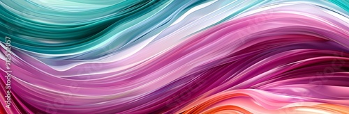 Abstract background with colorful, dynamic, curved lines in turquoise, pink, purple, and orange colors.